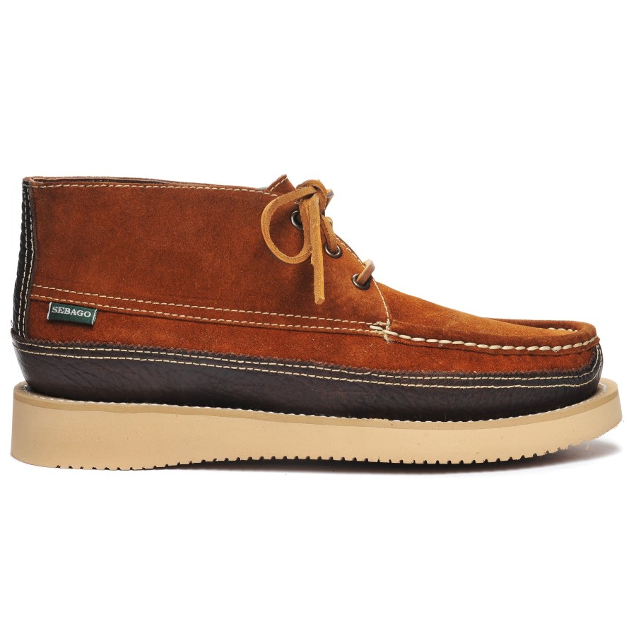 Men Sebago | Miwak Suede Canoe Moc - Cognac & Dark Brown