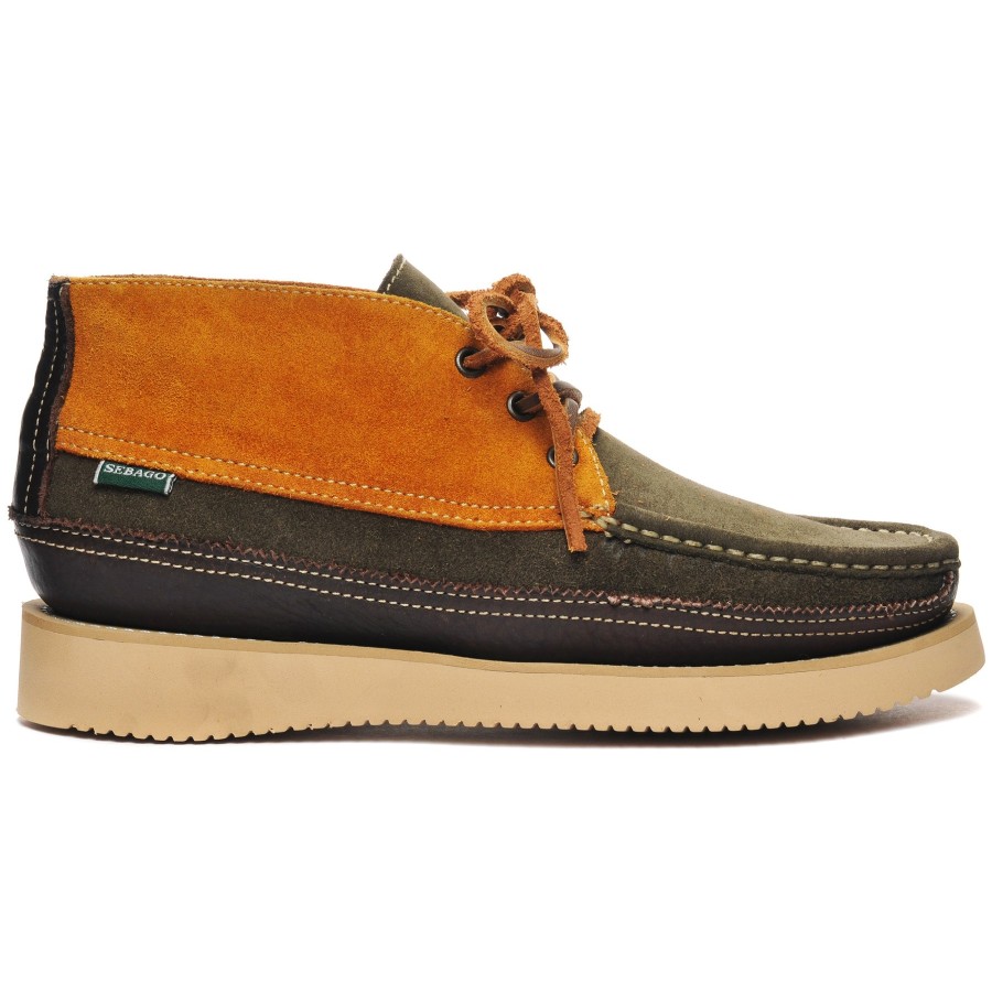 Men Sebago | Miwak Suede Canoe Moc - Cognac & Mustard & Dark Green & Dark Brown