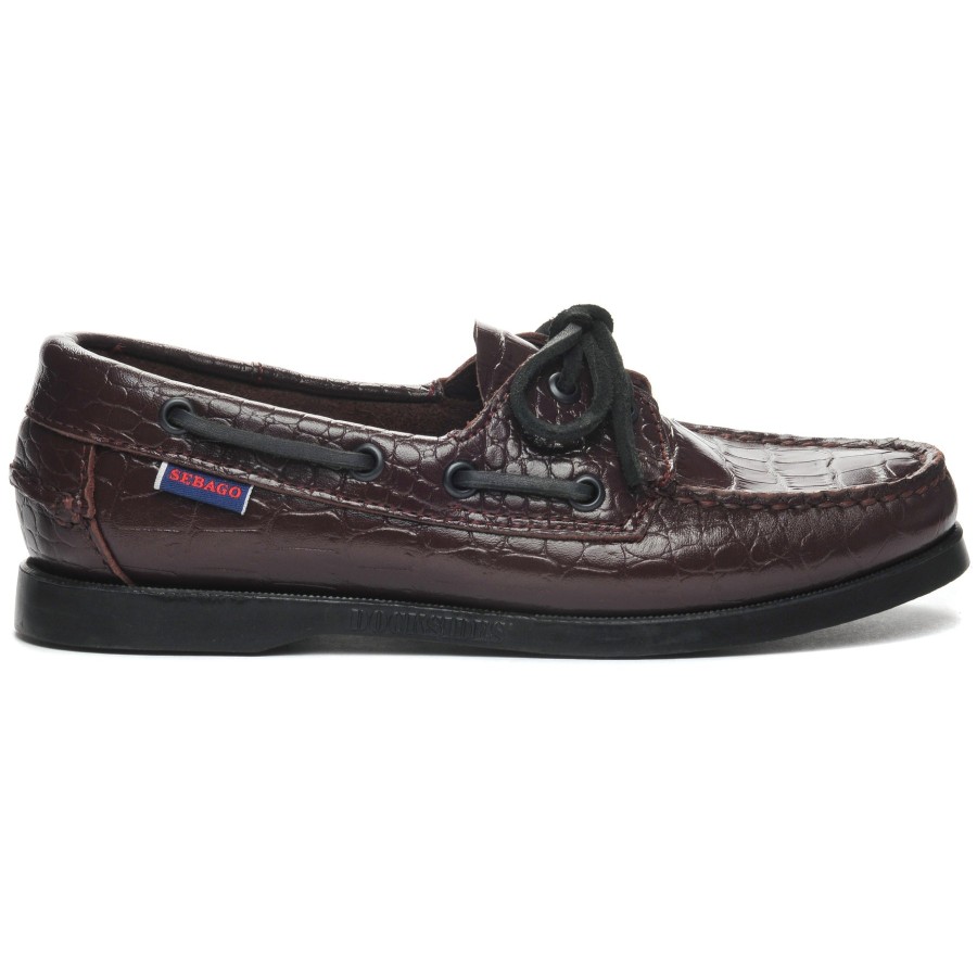 Women Sebago | Portland Exotic Woman - Croc Burgundy