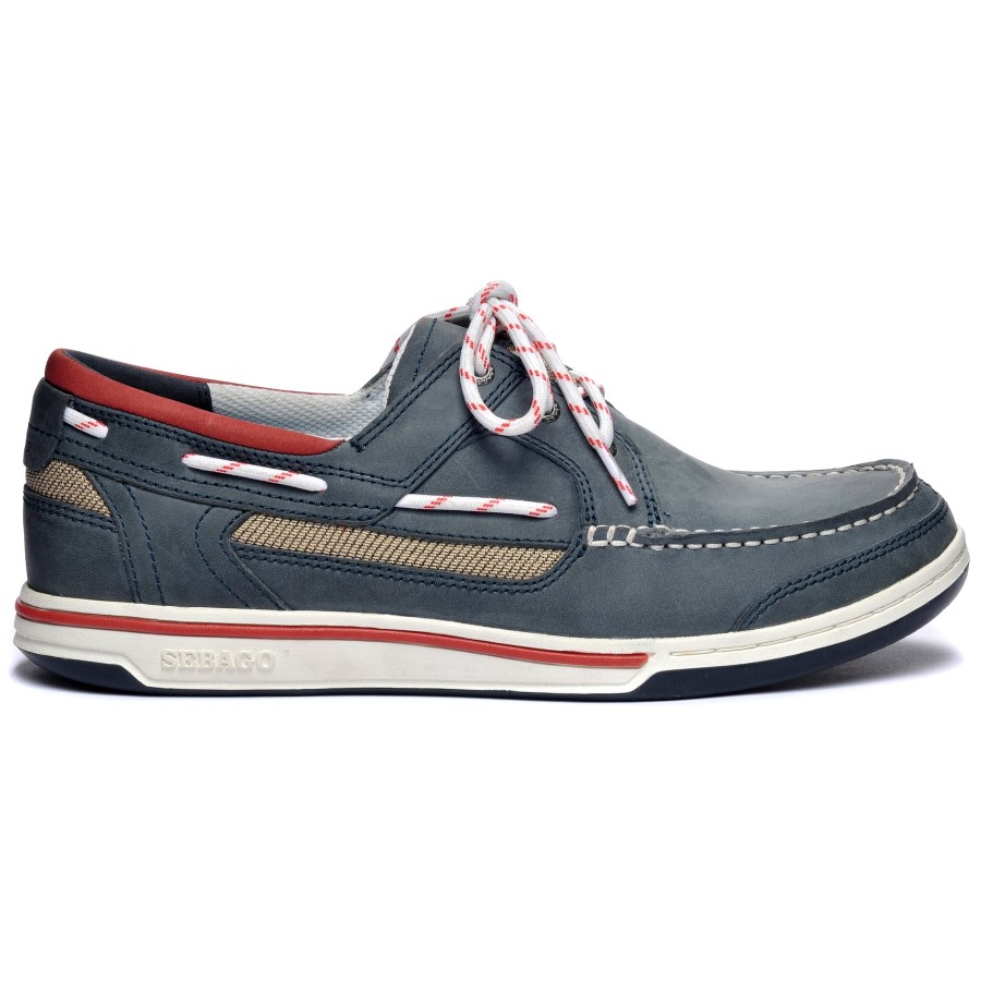 Men Sebago | Triton Three Eyelets Nubuck - Navy Blue