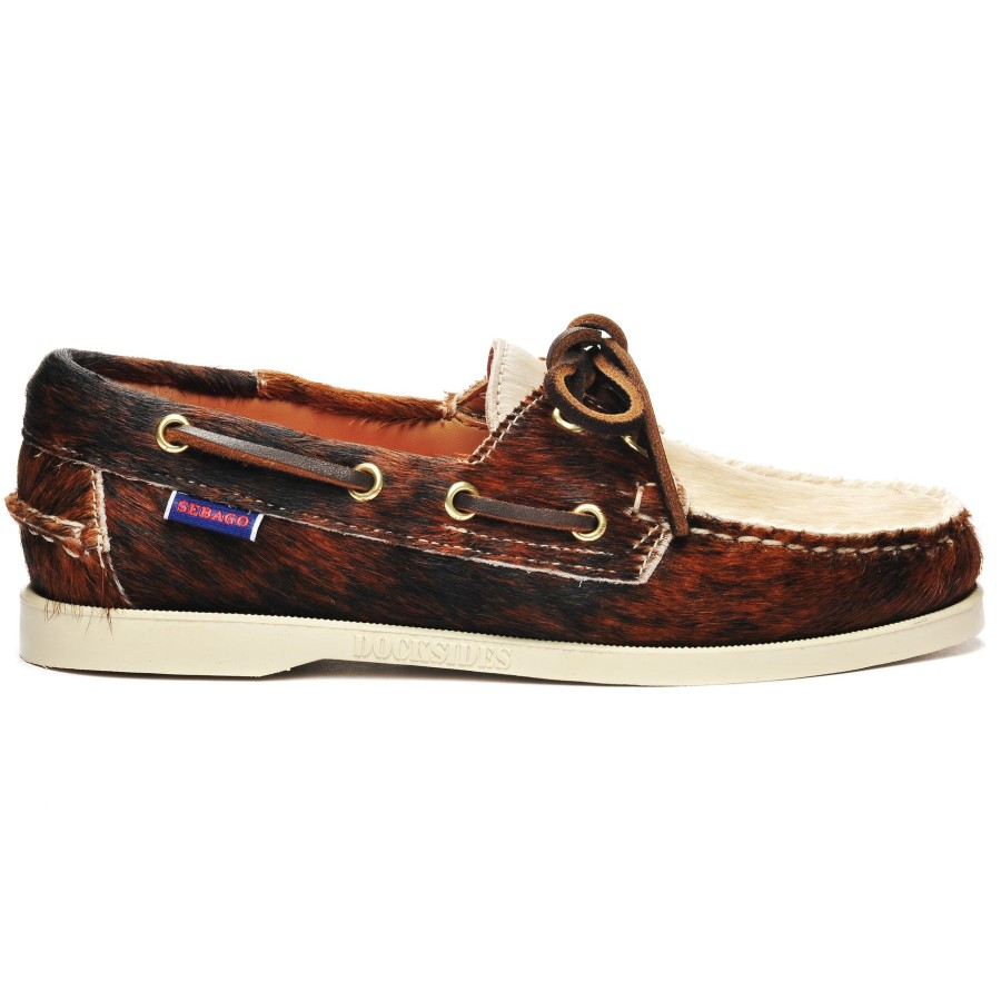 Women Sebago | Docksides Portland Raw Woman - Dark Brown & Cream