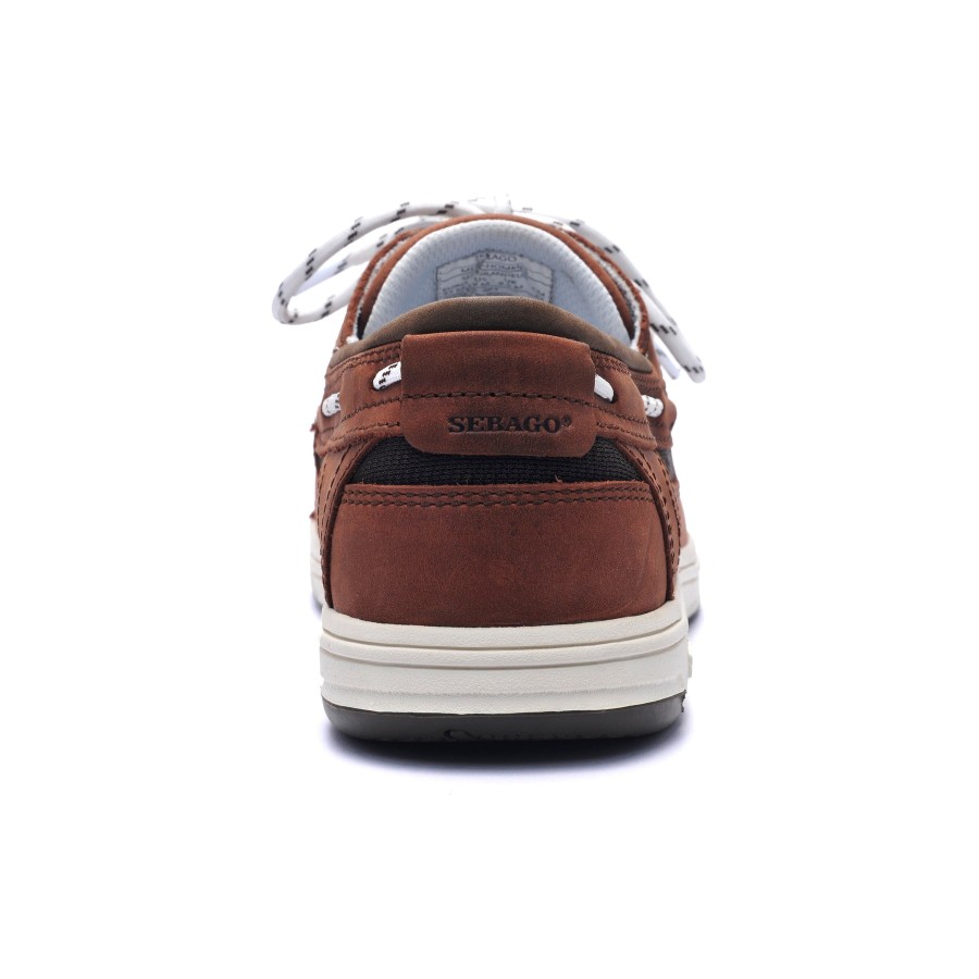 Men Sebago | Triton Three Eyelets Nubuck - Brown & Dark Brown