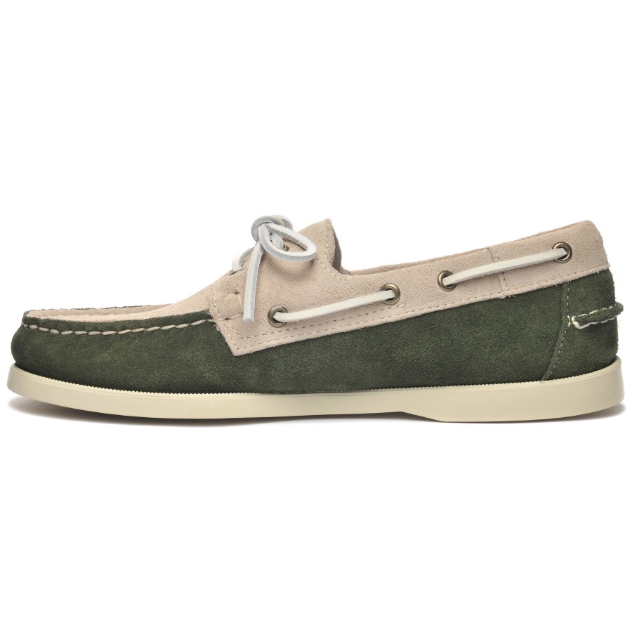 Men Sebago | Portland Jib - Green Thyme & Taupe & Cuoio