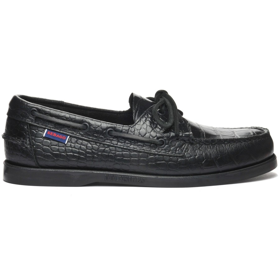 Men Sebago | Portland Exotic - Croc Black