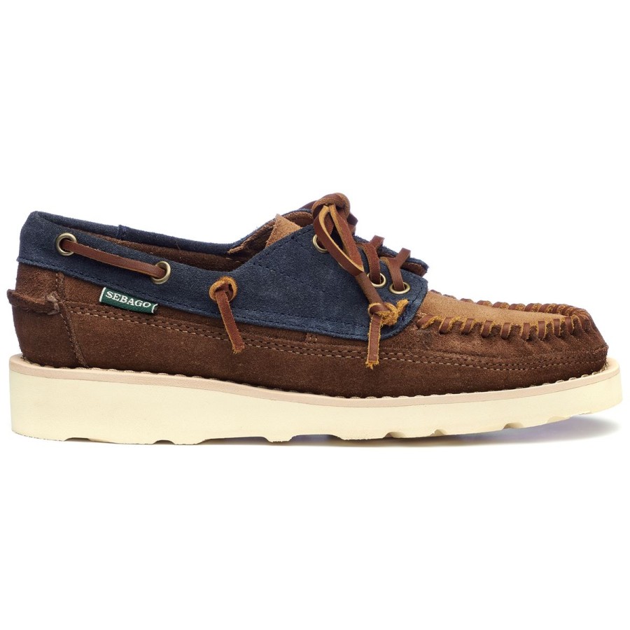 Women Sebago | Cayuga Woman - Navy Blue & Cognac & Dark Brown