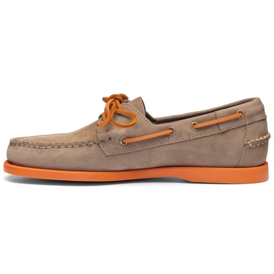 Men Sebago | Docksides Portland Nubuk - Taupe & Orange