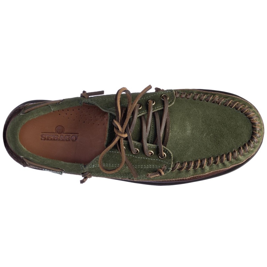 Men Sebago | Keuka Lea Canoe Moc - Dark Brown & Forest Green