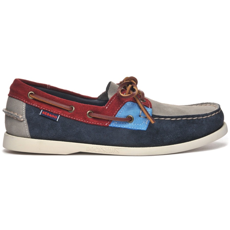 Men Sebago | Rossisland Jib - Blue Navy & Grey Tones & Red Dahlia & Crystal Seas