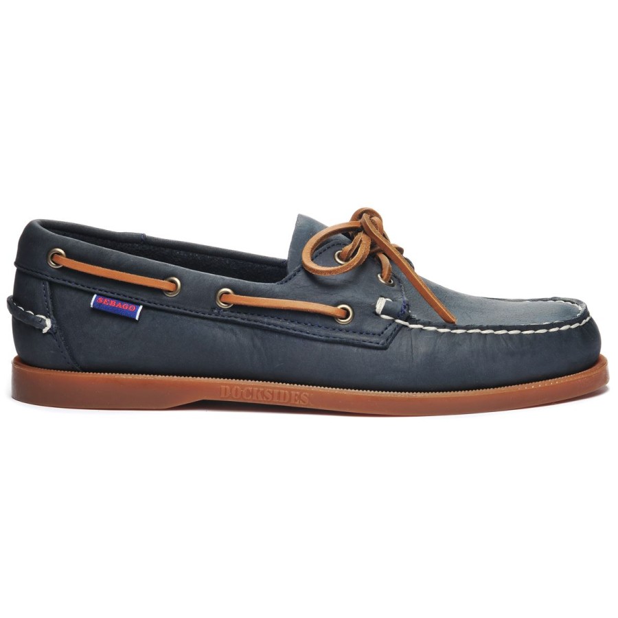 Men Sebago | Docksides Portland Crazy H - Navy Blue & Brown