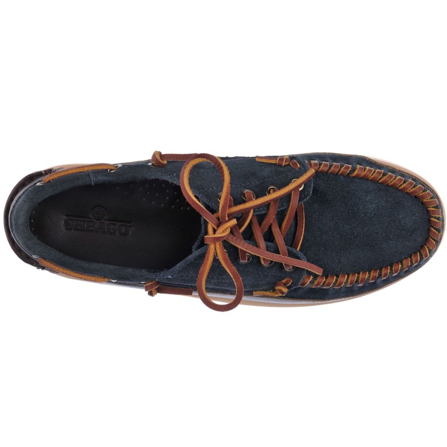 Men Sebago | Keuka Lea Canoe Moc - Navy Blue & Dark Brown