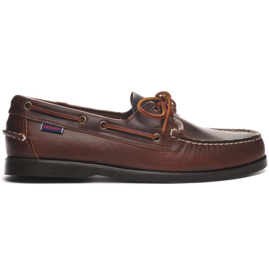 Men Sebago | Portland Waxed - Brown & Dark Ocra